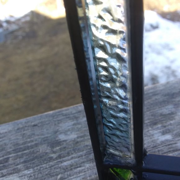 Unique handmade rustic hanukiah metal and stained glass Judaic candelabra - Picture 11 of 16